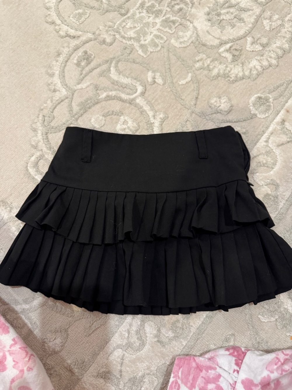 Zara Black Tiered Pleated Mini Skirt - Classic girl  Skort zipper on the side